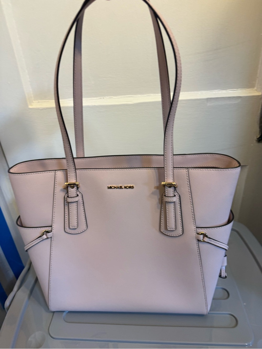 Michael Kors Blush Pink Leather Tote with Gold Hardware